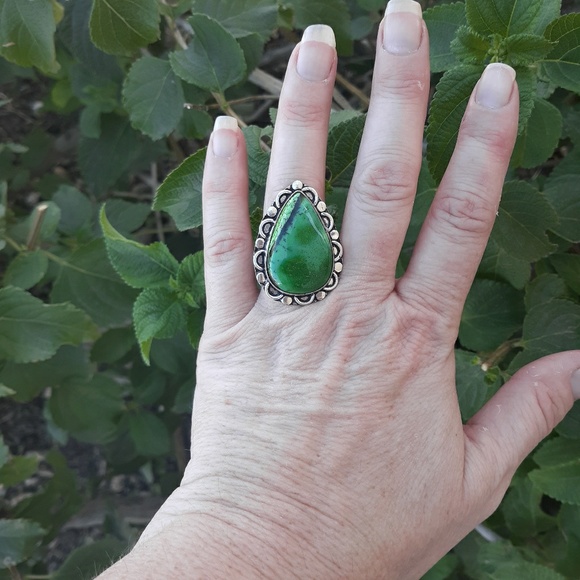 New Dendritic Opal 925 Silver Ring. - Picture 6 of 8